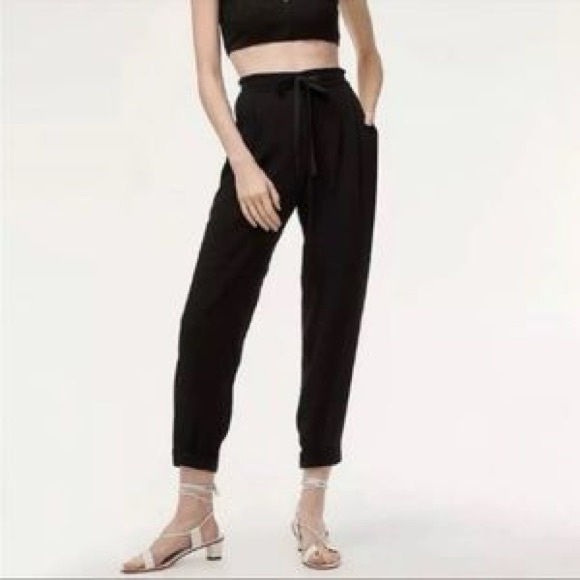 Aritzia Wilfred Marais Black Silk Trim Drawstring Pant size Large - Picture 3 of 16